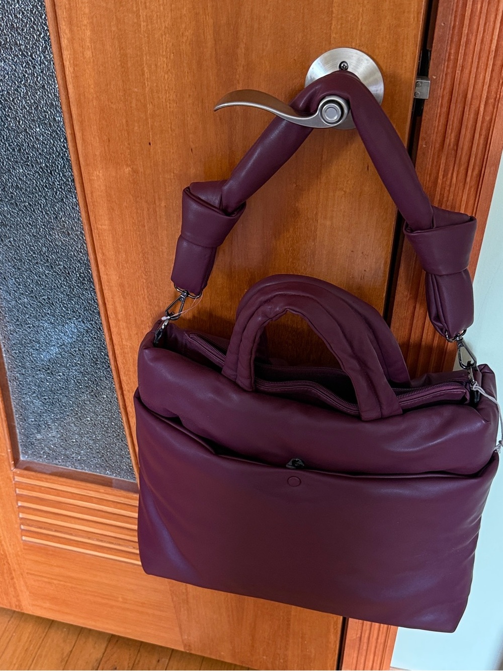 Plum Purple Padded Shoulder Bag